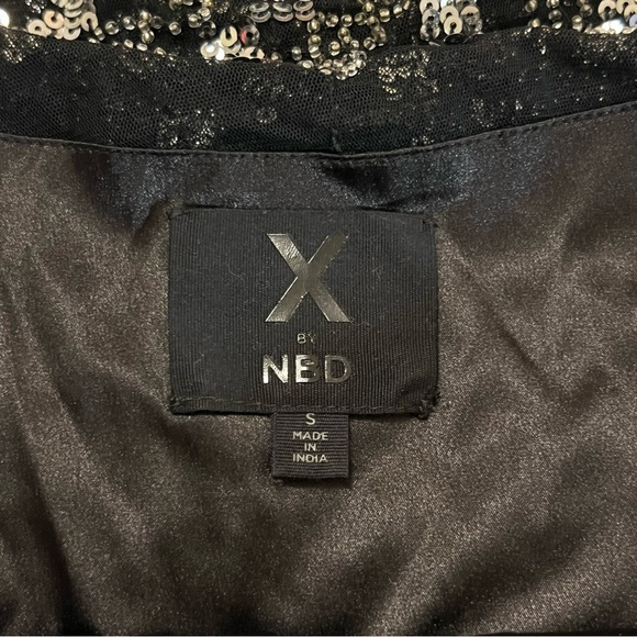 X by NBD Angel Mini Dress Black Silver Sequin Embellishment dropped back small - Picture 16 of 16